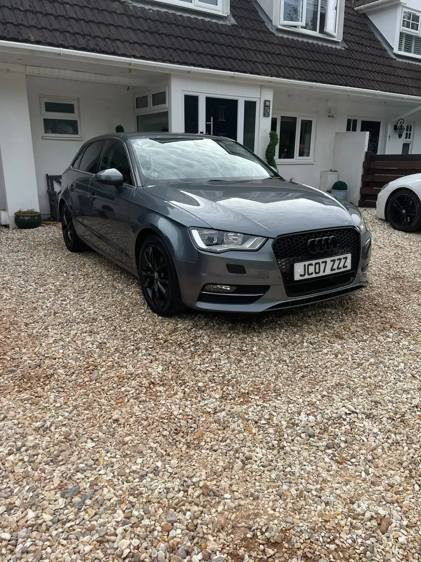 Grey Audi after a full valet, front view